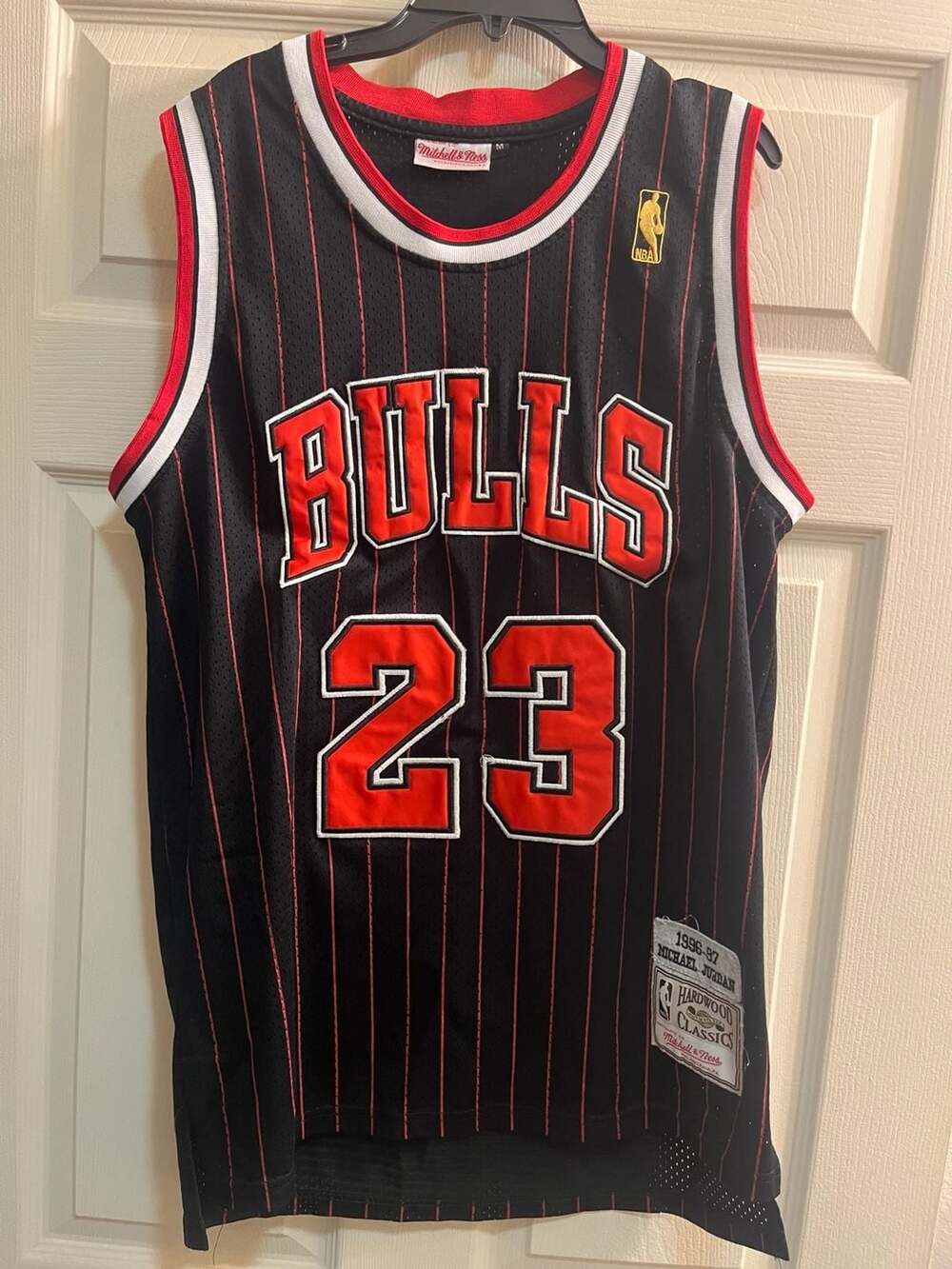 Mitchell & Ness Michael Jordan Hardwood Classics Black Pinstripe Jersey Size M
